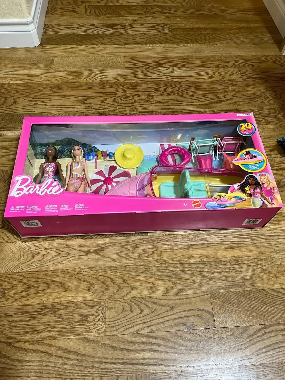 Barbie Lake Adventure Playset Ski Boat 20+ Accessories Dolls Chairs Life Vests